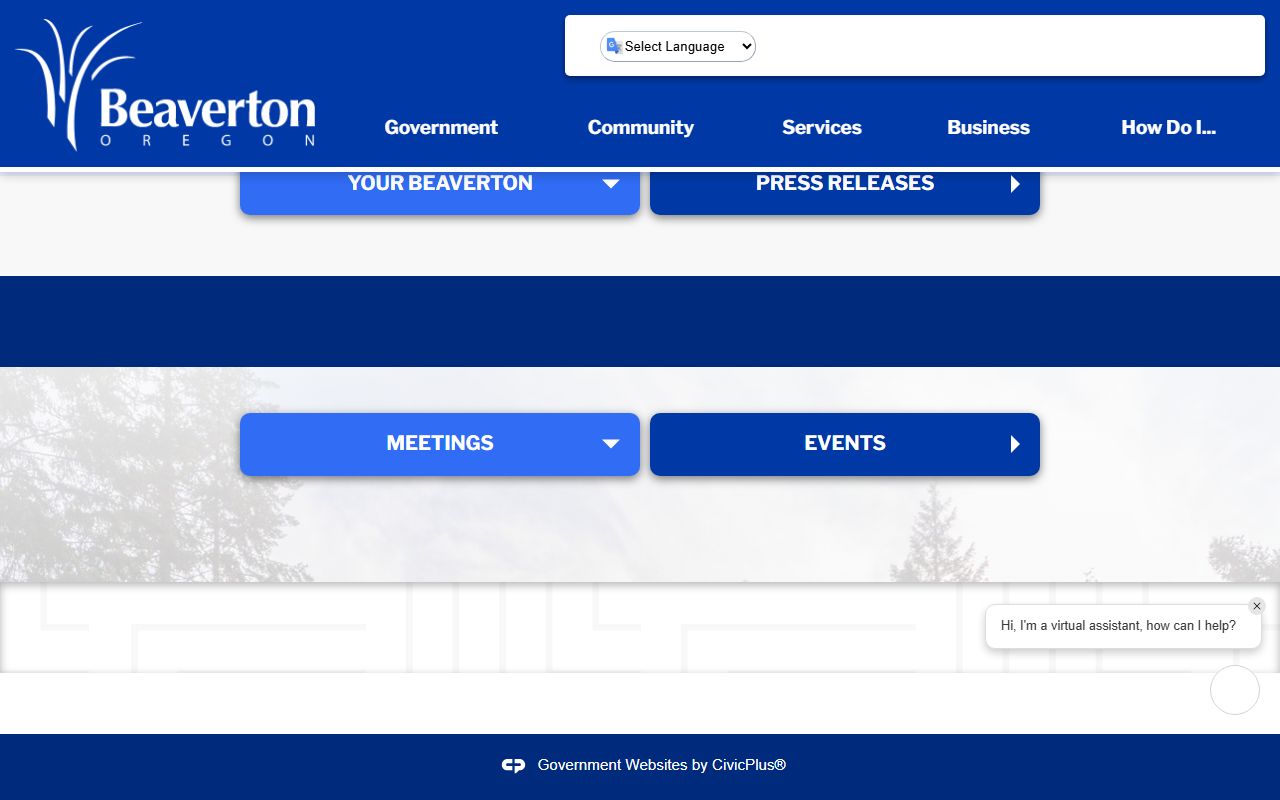 City of Beaverton official website with community development and property services