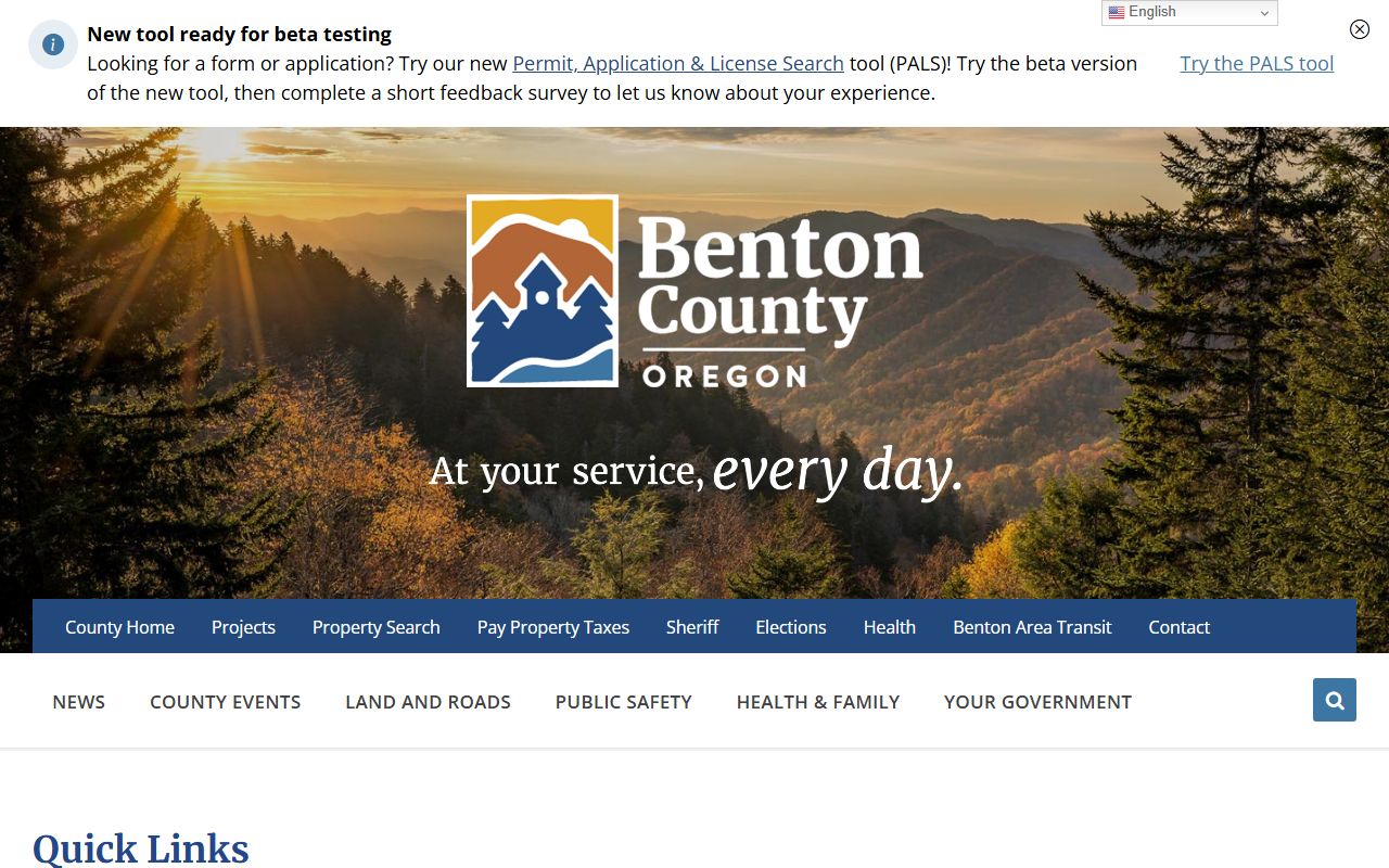 Benton County property records website homepage