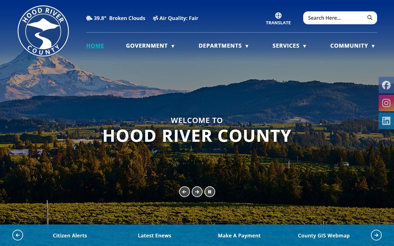 Hood River County government website for property records access