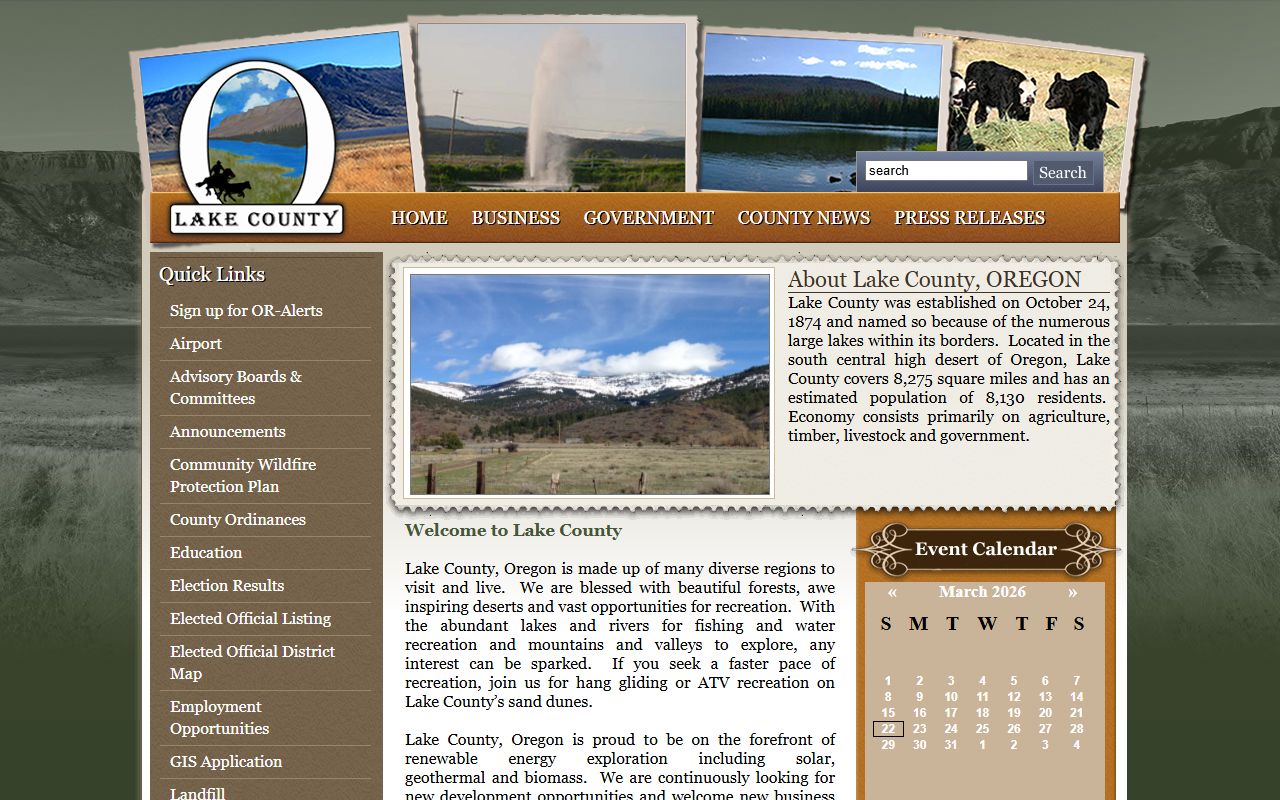 Lake County Assessor website for property records in Lakeview Oregon