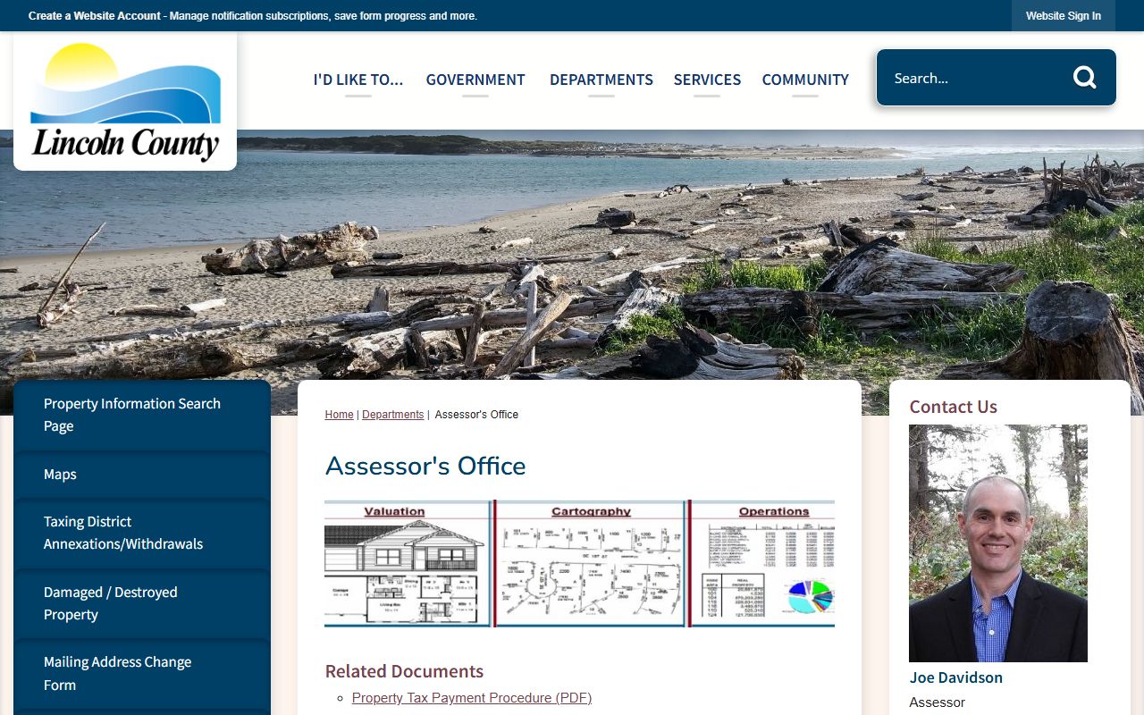 Lincoln County Assessor website for property records in Newport Oregon