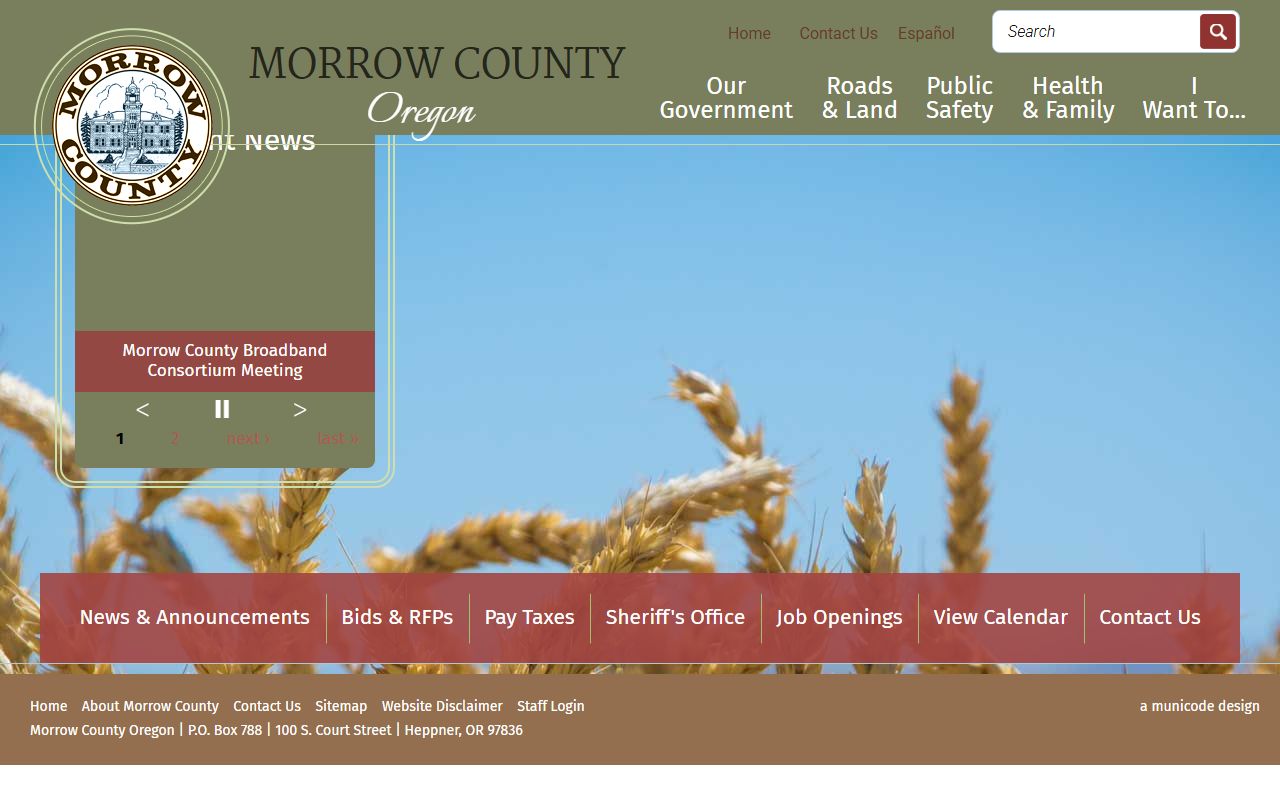 Morrow County official website for property records and assessment data