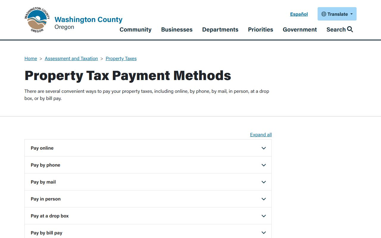 Washington County property records assessment and taxation website