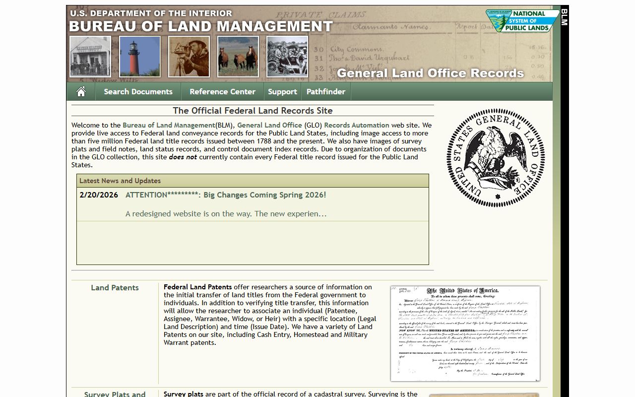BLM General Land Office Oregon property and land records