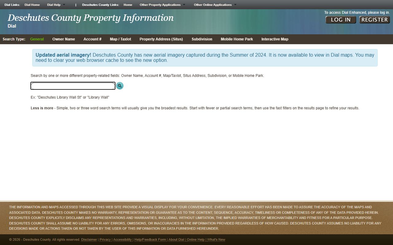 Deschutes County DIAL property records search system in Oregon