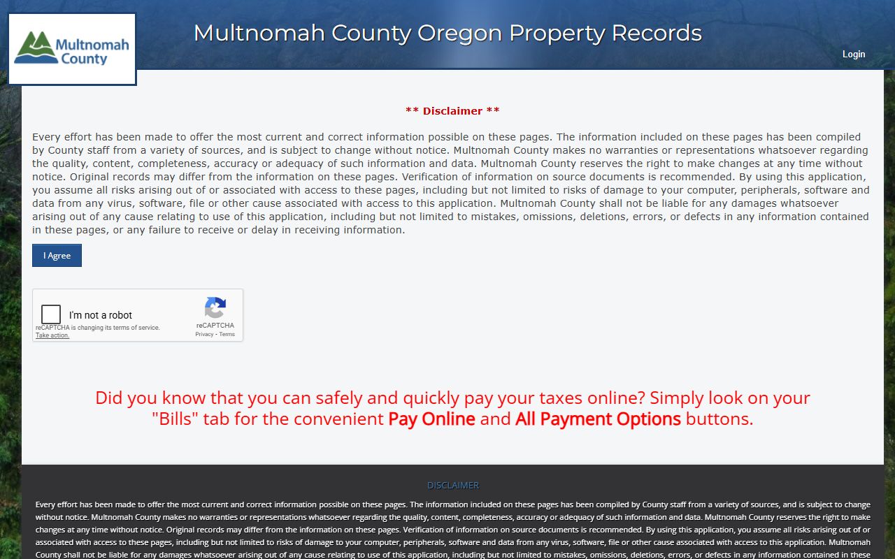 Multnomah County property tax records in Oregon