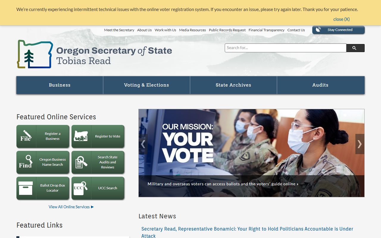 Oregon Secretary of State property records archives